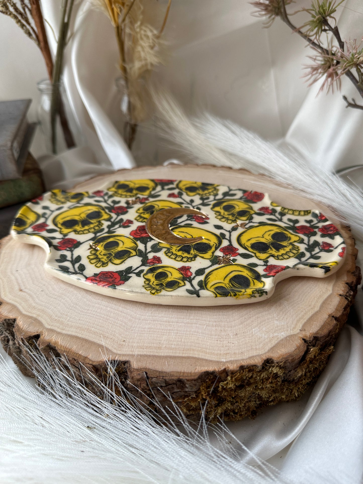 Skull and Roses Trinket Dishes/Incense Burners