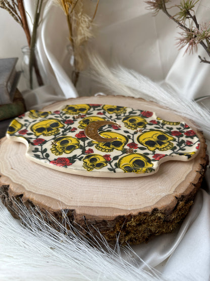 Skull and Roses Trinket Dishes/Incense Burners