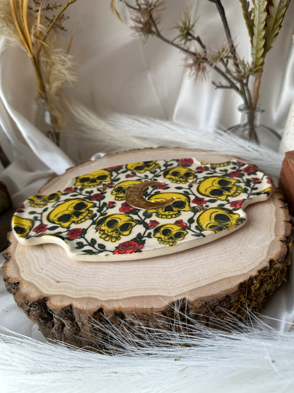 Skull and Roses Trinket Dishes/Incense Burners