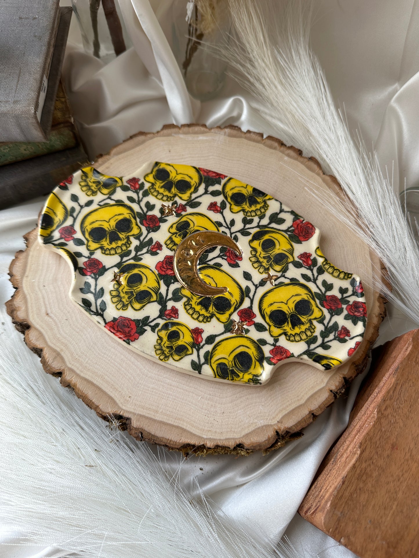 Skull and Roses Trinket Dishes/Incense Burners