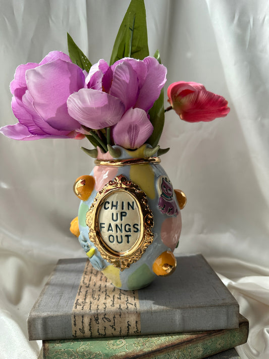 Chin Up Fangs Out Vase