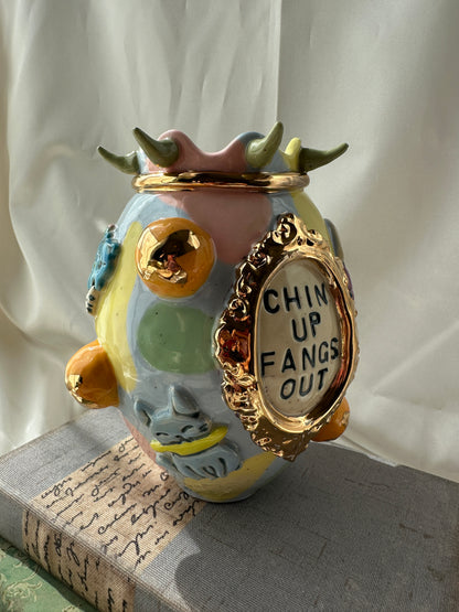 Chin Up Fangs Out Vase